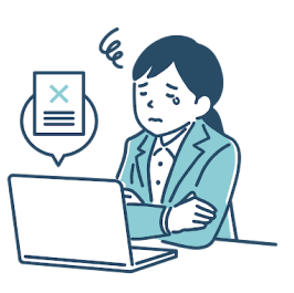 パソコンの前で困る女性のイラスト